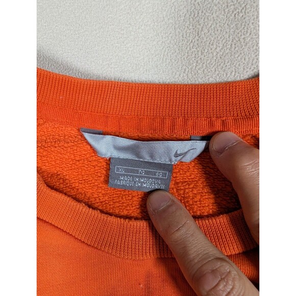 VTG Y2K Nike Essential Side Swoosh Orange Crewneck Sweatshirt XL Silver Tab - Picture 3 of 9